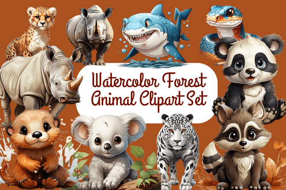 Download Watercolor Forest Animal Clipart Set - Animal Collection