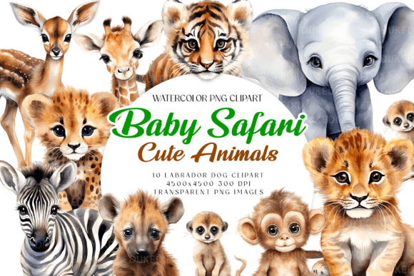 Download Watercolor Baby Safari Animals Clip Art - Animal Collection