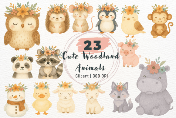 Download Watercolor Cute Woodland Animals Clipart - Animal Collection