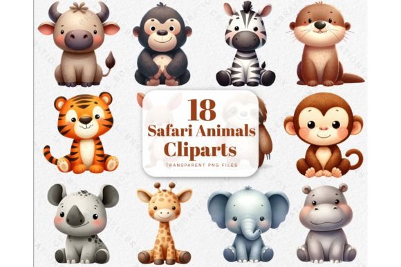 Download Watercolor Cute Safari Animals Clipart - Animal Collection