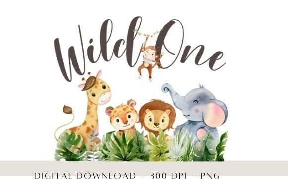 Download Wild One Safari Watercolor Baby Animals - Animal Collection