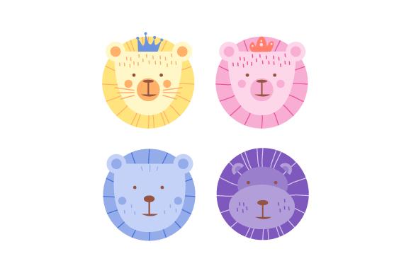 Download Cute Cartoon Animal Lion Family Design - Animal Collection