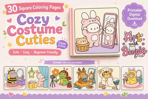 Download Cozy Animals Costume Cuties Coloring PDF - Animal Collection