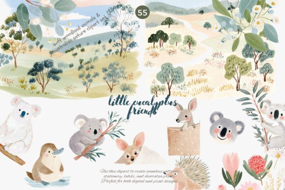 Download Australian Animals Watercolor Clipart Se - Animal Collection