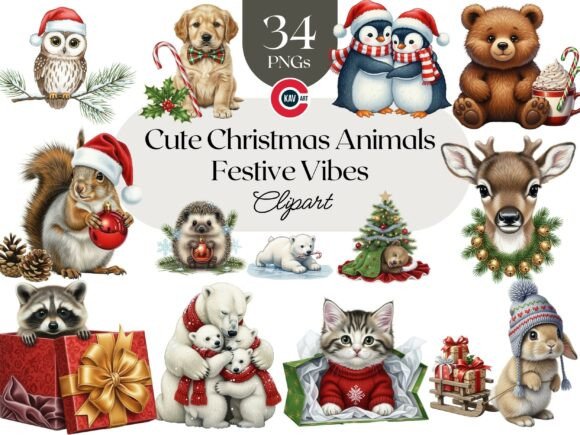 Download Christmas Woodland Animals Clipart PNG - Animal Collection