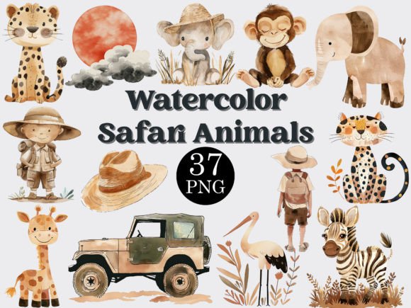 Download Watercolor Safari Animals Clipart Bundle - Animal Collection