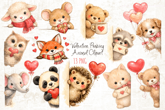 Download Valentine Peeking Animal Clipart PNG - Animal Collection