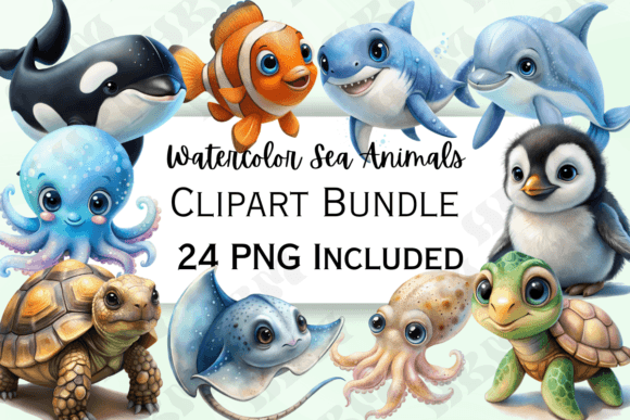 Download Cute Watercolor Sea Animals Clipart - Animal Collection
