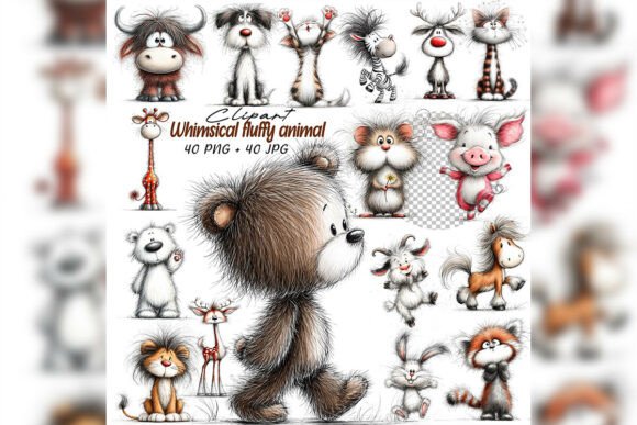 Download Whimsical Fluffy Animal Clipart Set - Animal Collection