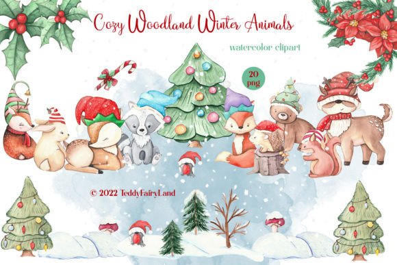 Download Cozy Woodland Winter Animals, Christmas - Animal Collection
