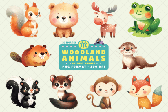 Download Watercolor Woodland Animals Clipart PNG - Animal Collection