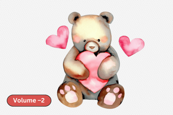Download Watercolor Valentine Day Bear Clipart - Day Collection