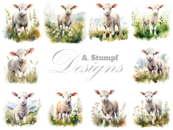 Download Lamb Watercolor Farm Animal Clipart Set - Animal Collection