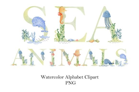 Download Watercolor Sea Animals Alphabet. - Animal Collection