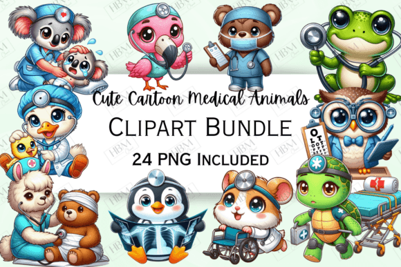 Download Cute Cartoon Medical Animals Clipart - Animal Collection