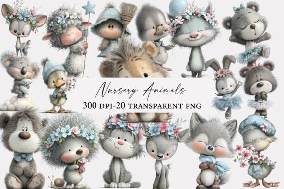 Download Watercolor Nursery Animals Clipart - Animal Collection