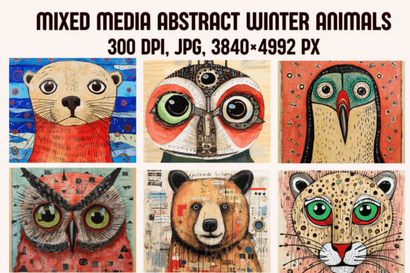 Download Mixed Media Abstract Winter Animals - Animal Collection