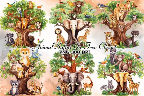 Download Animal Safari Watercolor Clipart Bundle - Animal Collection