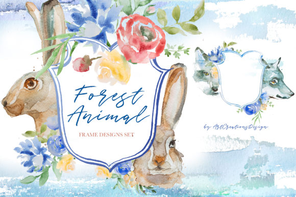 Download Watercolor Forest Animals Frame Designs - Animal Collection
