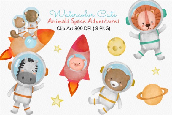 Download Watercolor Woodland Animal Astronaut Set - Animal Collection