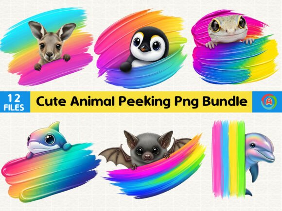 Download Rainbow Splash Cute Animal PNG Bundle - Animal Collection