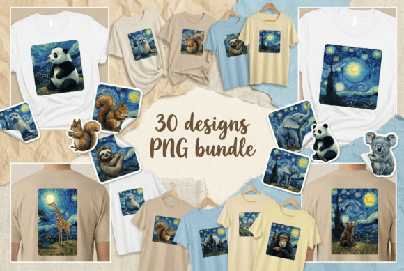 Download Starry Night Animal Art PNG Bundle - Animal Collection