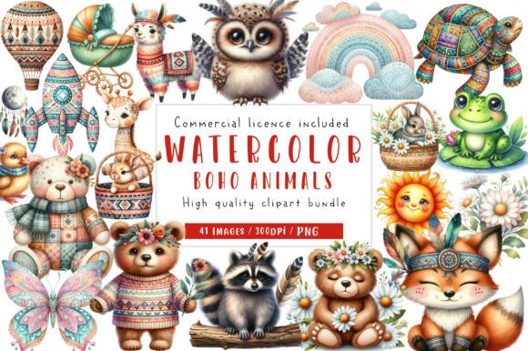 Download Boho Baby Clipart Bundle Boho Animals - Animal Collection