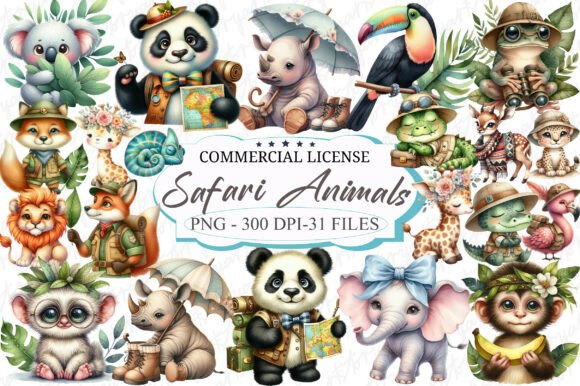 Download Safari Watercolor Jungle Animals Clipart - Animal Collection