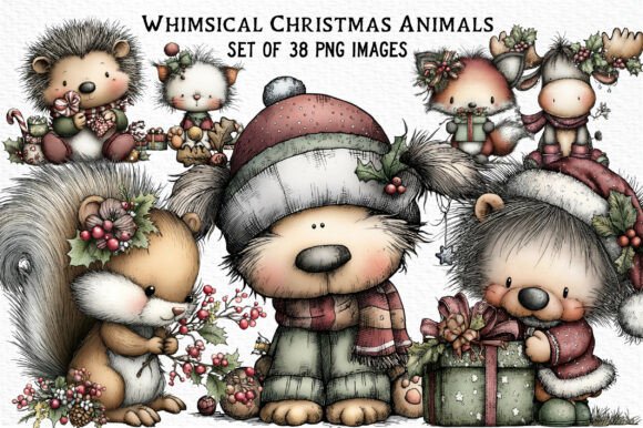 Download Whimsical Christmas Animals Clipart - Animal Collection