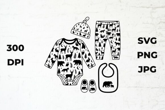Download Cute Baby Outfit with Animal Silhouettes - Animal Collection