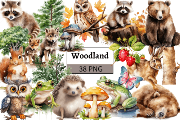 Download Watercolor Woodland Animals Clipart PNG - Animal Collection