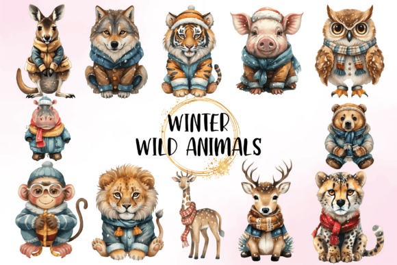 Download Watercolor Cute Winter Animals Clipart - Animal Collection