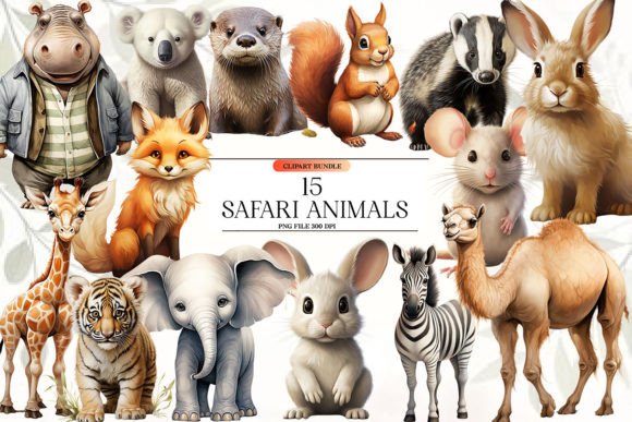 Download Watercolor Safari Animals Clipart - Animal Collection