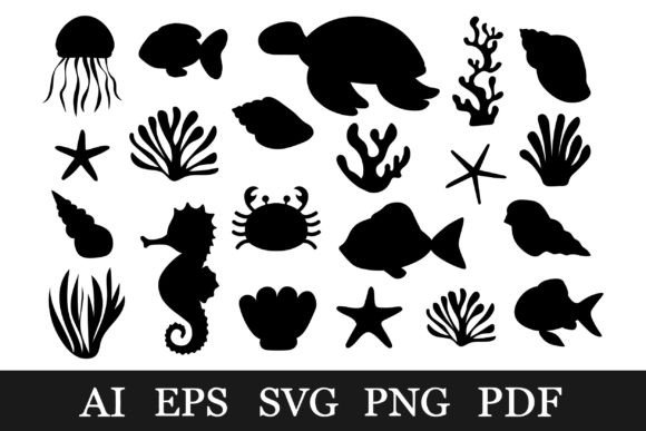 Download Sea Animal Silhouette.Undersea World SVG - Animal Collection