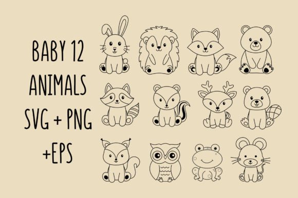 Download Baby Animals Svg Bundle Outline Clipart - Animal Collection