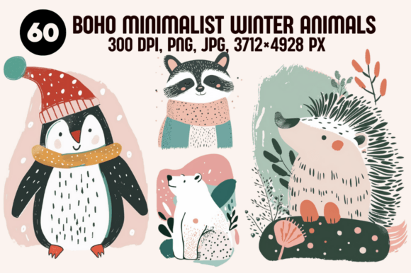 Download Boho Minimalist Winter Animals - Animal Collection