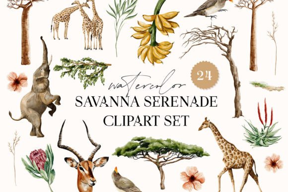 Download Safari Watercolor Element Savanna Animal - Animal Collection