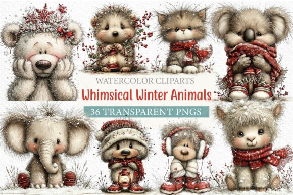 Download Whimsical Winter Animals Clipart Png - Animal Collection