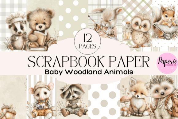 Download Woodland Baby Animals Scrapbook Paper - Animal Collection