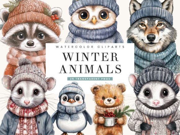 Download Winter Animals Clipart Bundle - Animal Collection