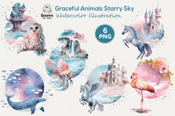 Download Graceful Animals with Starry Night Sky - Animal Collection