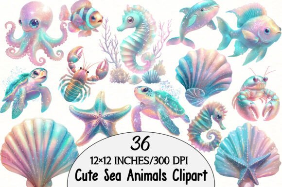 Download Watercolor Cute Sea Animals Clipart - Animal Collection