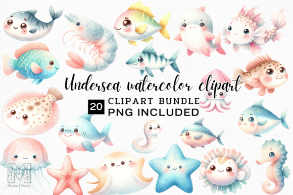 Download Cute Sea Animals Watercolor Clipart - Animal Collection