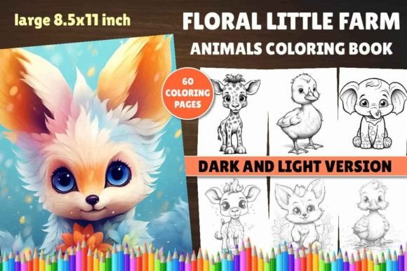 Download Floral Little Farm Animals Coloring Book - Animal Collection