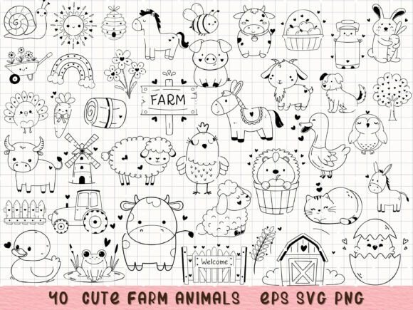 Download Farm Animal Clipart Cute Animal SVG - Animal Collection