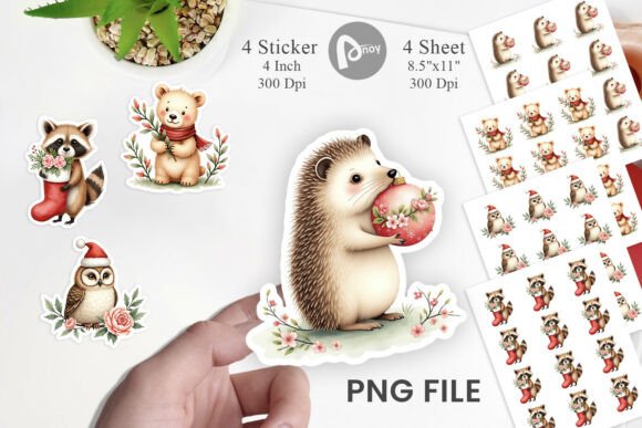 Download Sticker Vintage Christmas Animals - Animal Collection