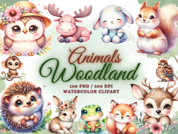 Download Watercolor Cute Woodland Animals Clipart - Animal Collection