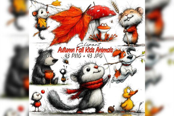 Download Whimsical Autumn Kids Animal Clipart Set - Animal Collection
