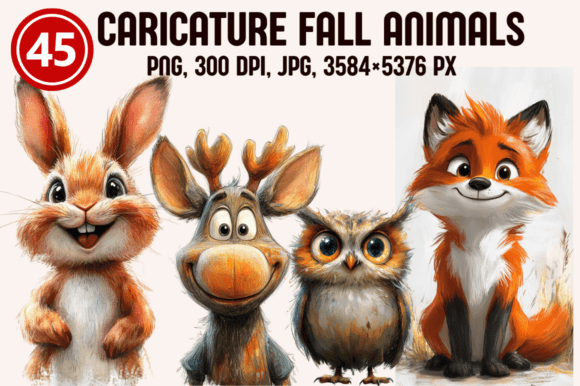 Download Cartoon Caricature Fall Animals - Animal Collection