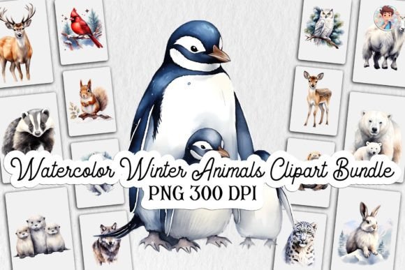 Download Watercolor Winter Animals Clipart Bundle - Animal Collection